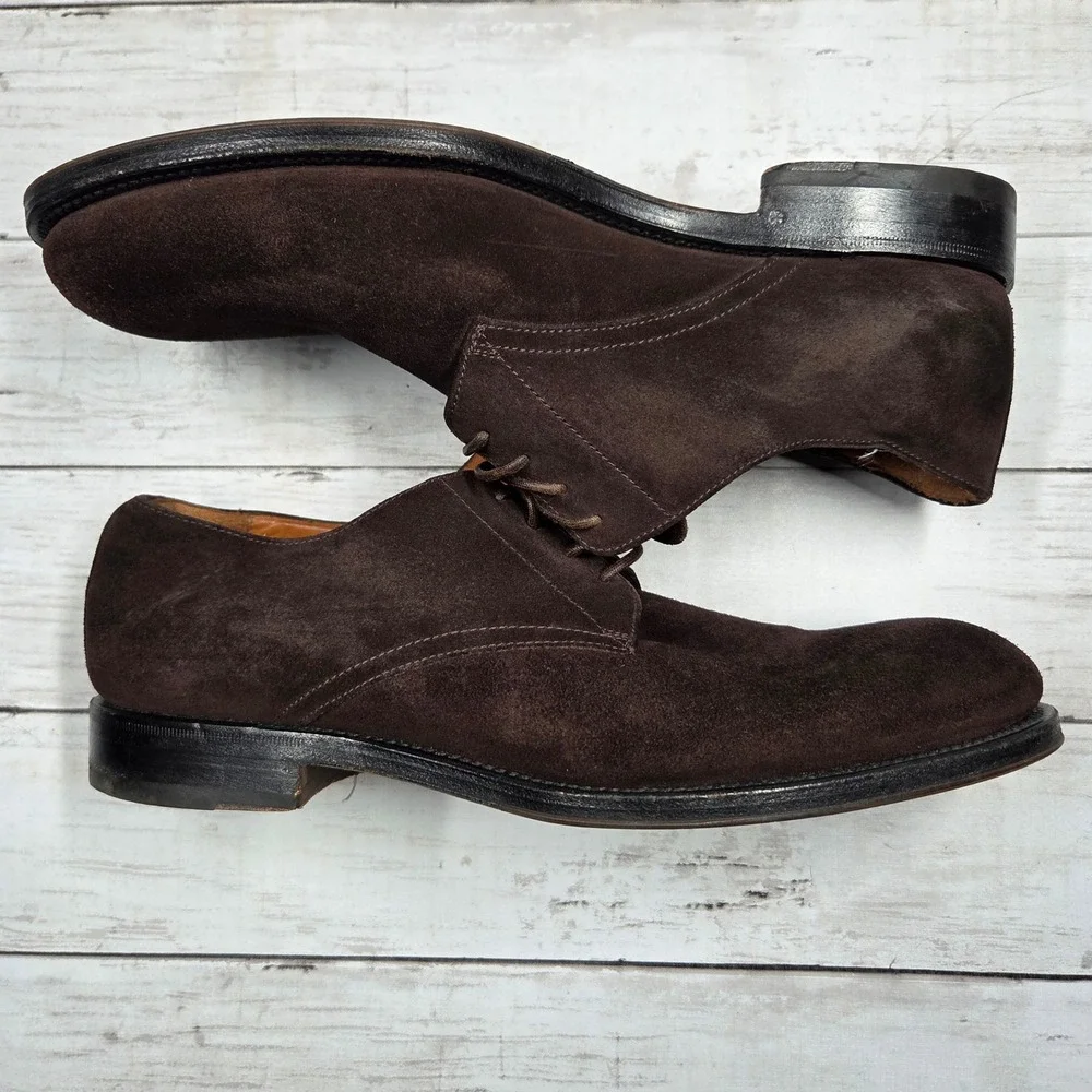 Aquatalia Suede Derby Dress Shoes Italian Brown Mens Size 10.5 Lace Up Round Toe